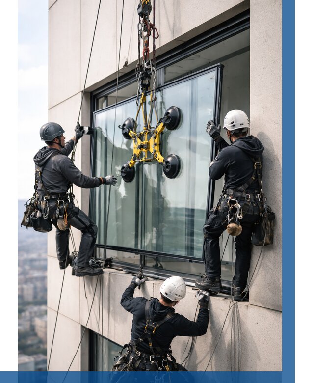 Монтаж стеклопакетов на высоте в Озёрске от 3245 р. | ВЫСОТНИК-Озр