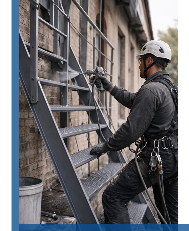 Покраска и антикоррозионная защита пожарных лестниц в Озёрске