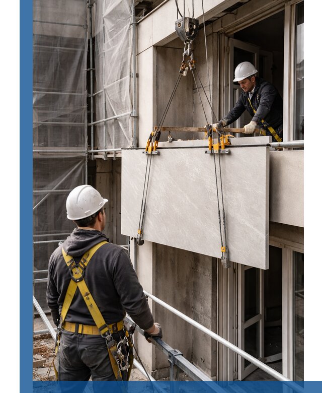 Подъем керамогранита на этаж в Озёрске грузчиками и техникой