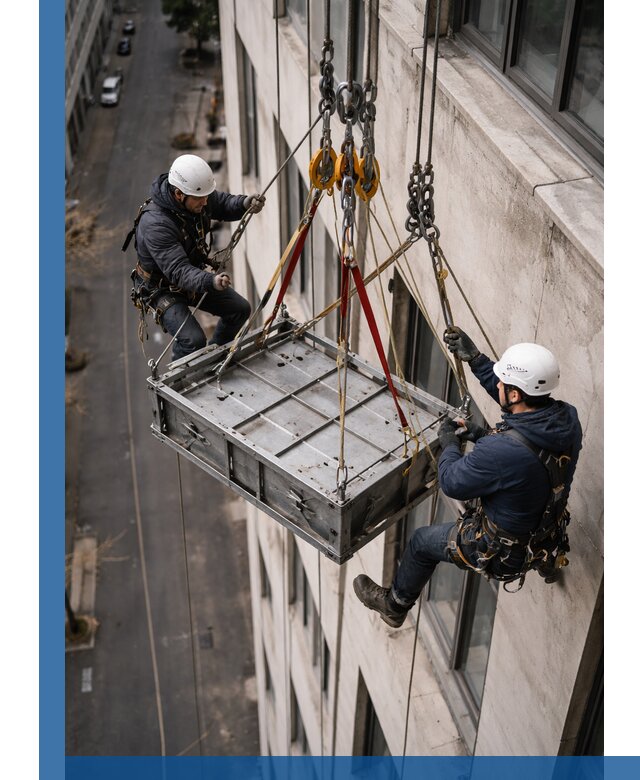 Спуск и подъем грузов по фасаду в Озёрске для зданий