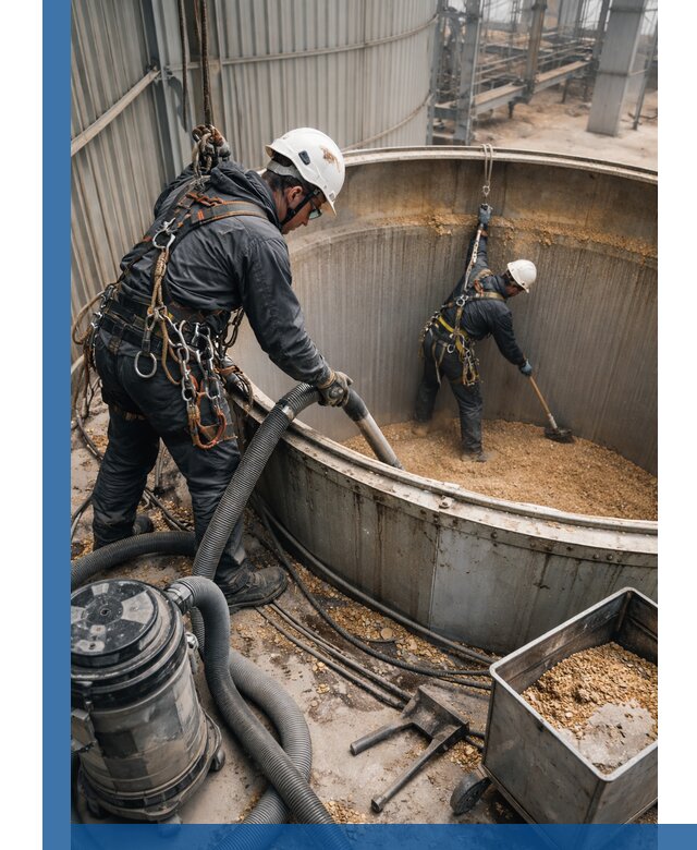 Профессиональная чистка зерновых бункеров в Озёрске с выездом