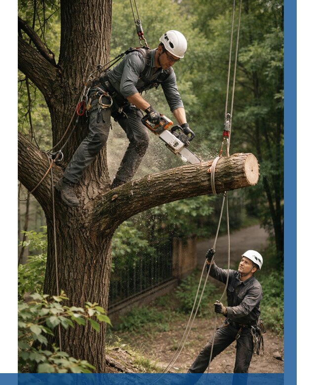 Спил деревьев альпинистами в Озёрске от 8114 р. | ВЫСОТНИК-Озр