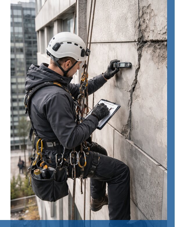 Обследование фасада альпинистами в Озёрске от 122 р. | ВЫСОТНИК-Озр