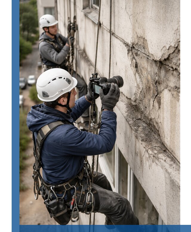 Фотофиксация дефектов фасада с высотной съемкой в Озёрске