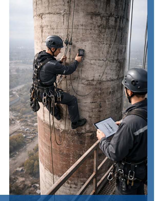 Обследование дымовой трубы в Озёрске от 8114 р. | ВЫСОТНИК-Озр