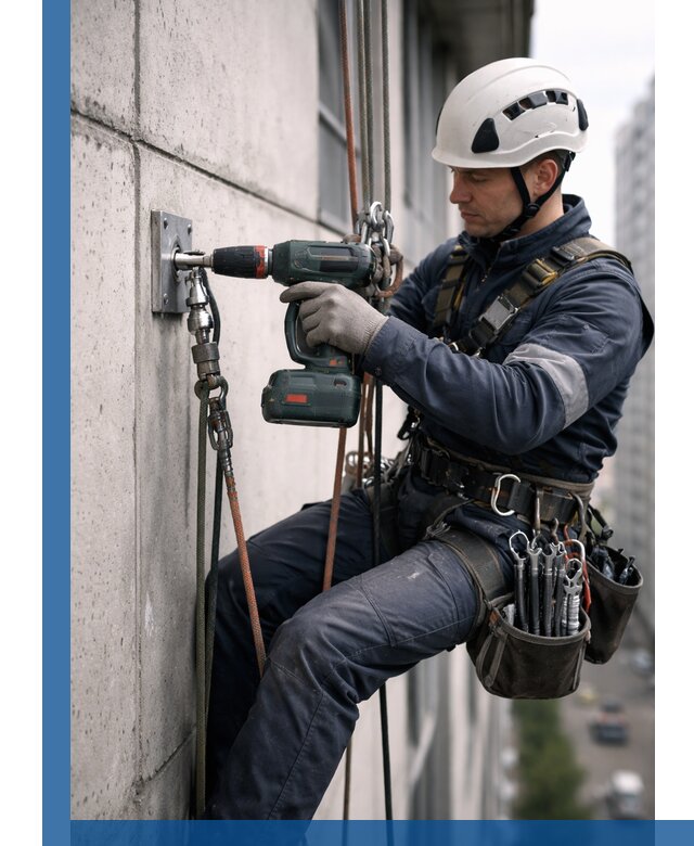 Установка анкерных точек для высотных работ в Озёрске